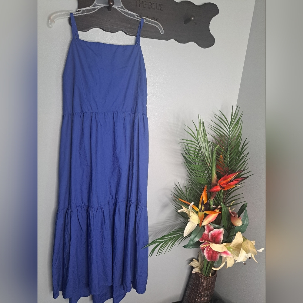 Joe Fresh Cut out Tiered Tie Back Maxi Blue Dress Sz 1X  New with tags
